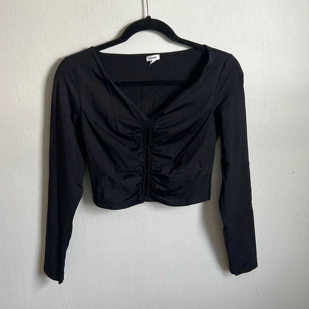 Garage Black Keyhole Long Sleeve Top
